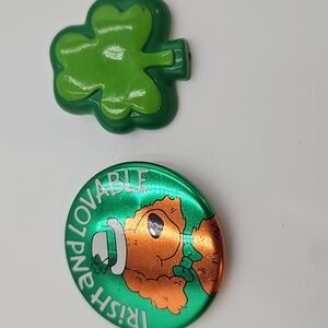 Irish Dog American Greetings & Shamrock Pins Vintage St. Patty's Vintage Holiday